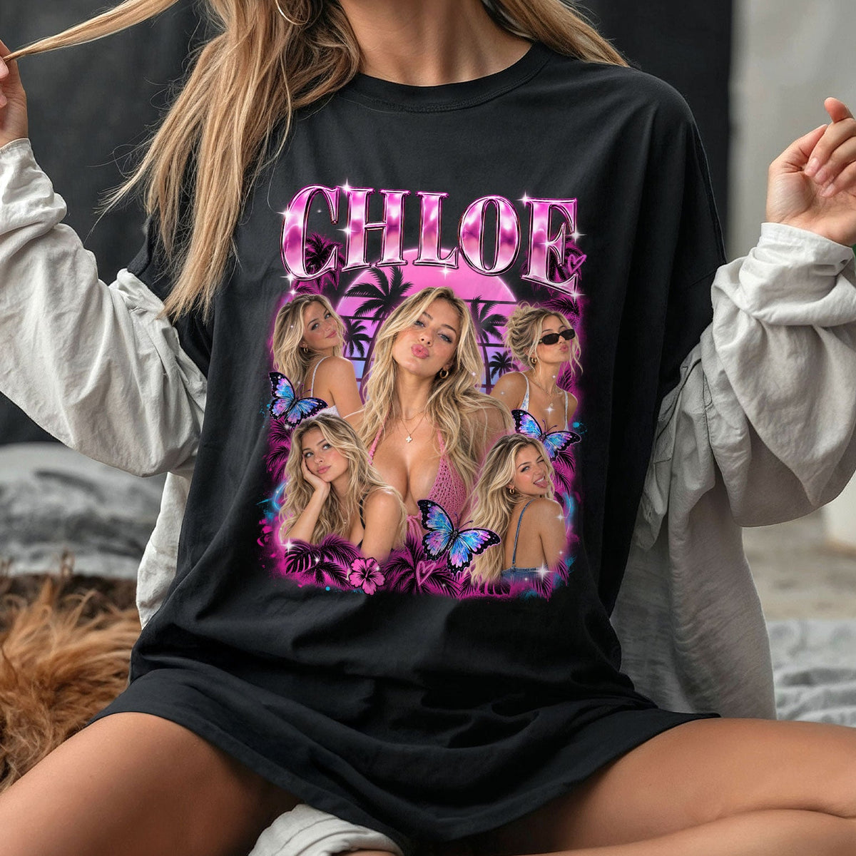 90s Bootleg Custom T-Shirts with Photos and Name, Personalized Gifts for Women, Customized Tee Shirts with Pictures, Graphic Tee, Pallyprints Co.