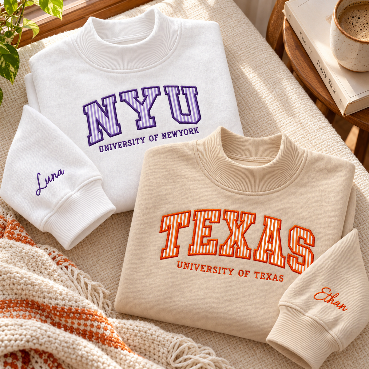 Custom University Mockneck Sweatshirt Personalised Embroidered Name School College Shirt