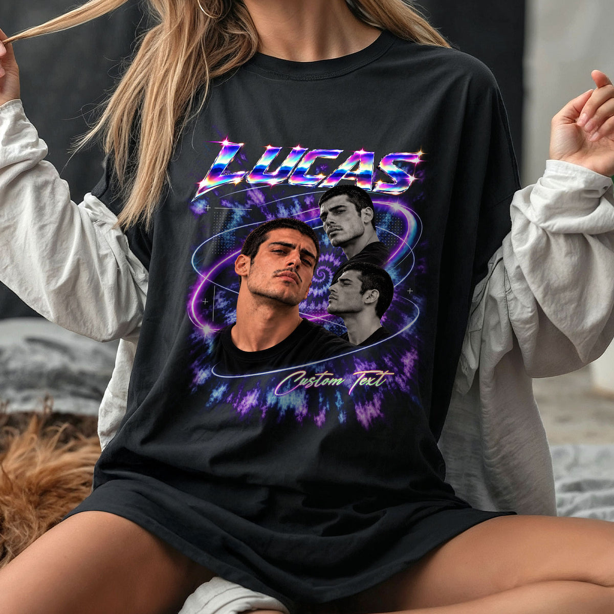 Custom Vintage Bootleg T Shirt Personalized 90s Y2K Graphic Rap Tee Custom Photo Picture