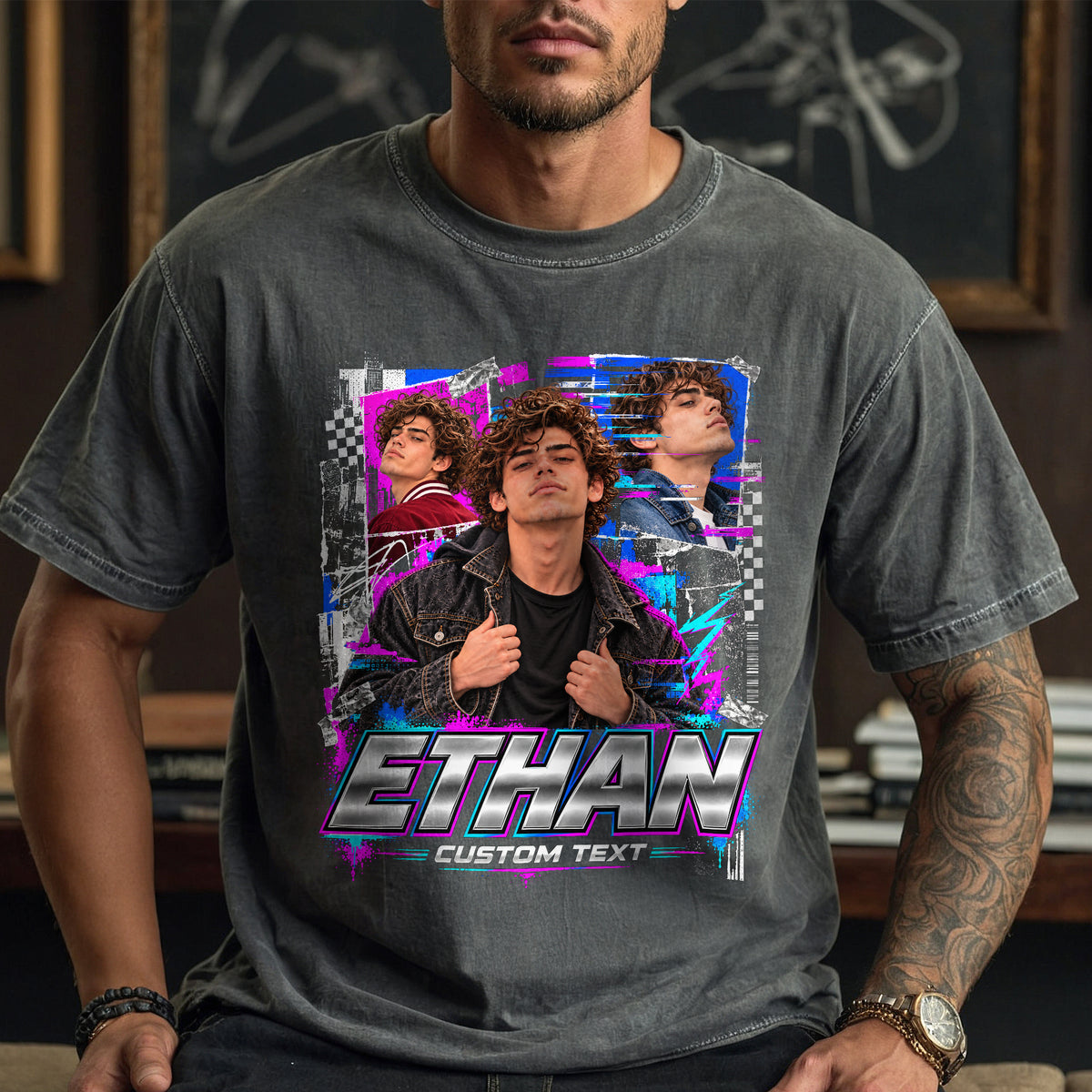 Custom Photo T-Shirt Y2K Bootleg Vintage Graphic Tee Personalized Picture Shirt Gift
