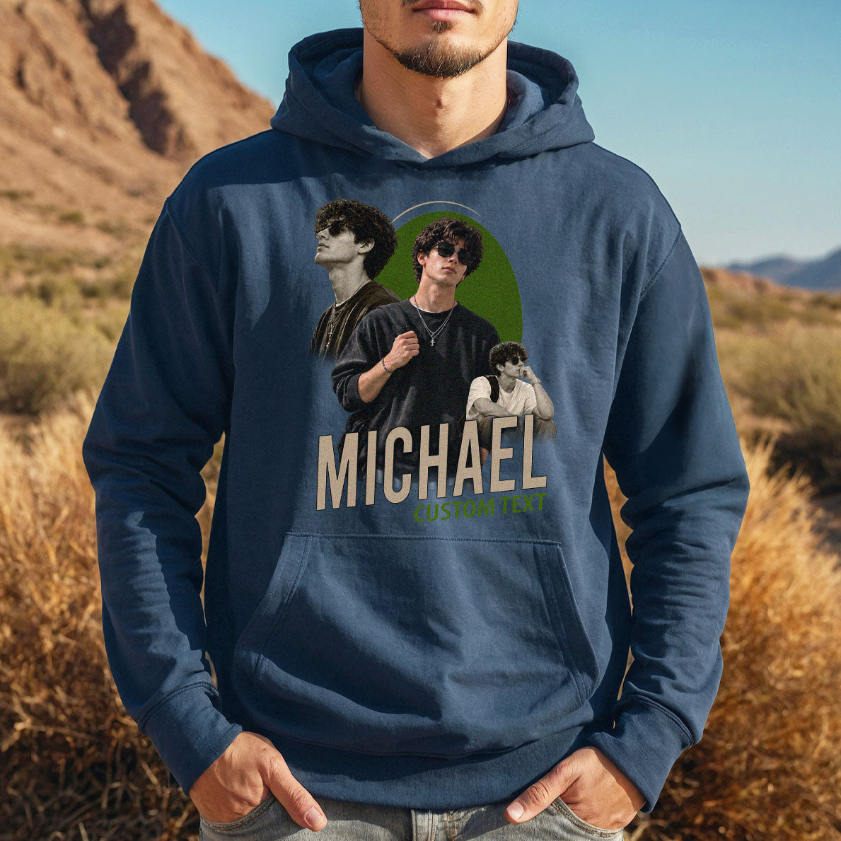 Custom Photo T-Shirt Vintage Oval Graphic Shirt Personalized Picture Bracket Name Custom Tee