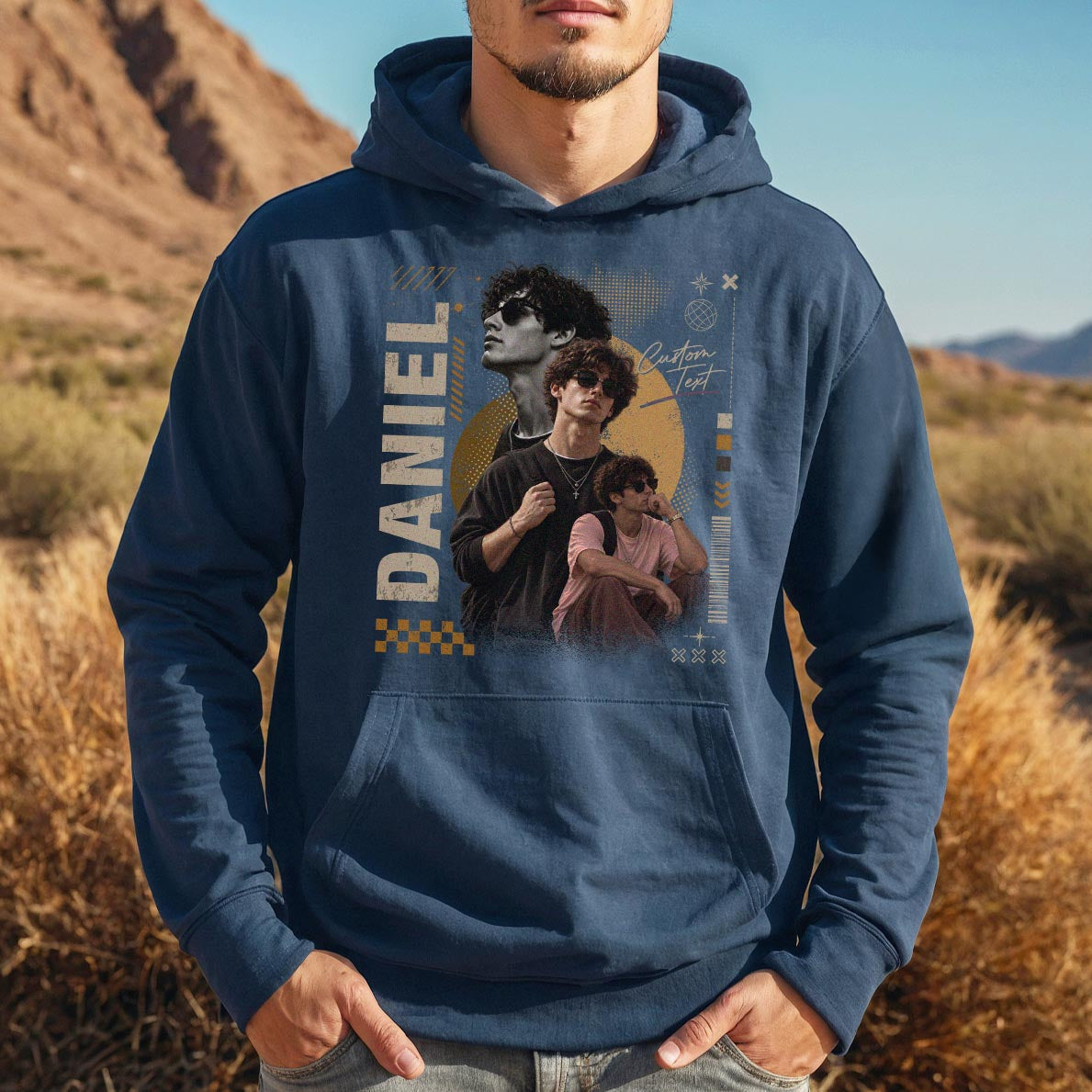 Custom Photo T-Shirt Vintage Streetwear Graphic Shirt Personalized Picture Collage Name Tee