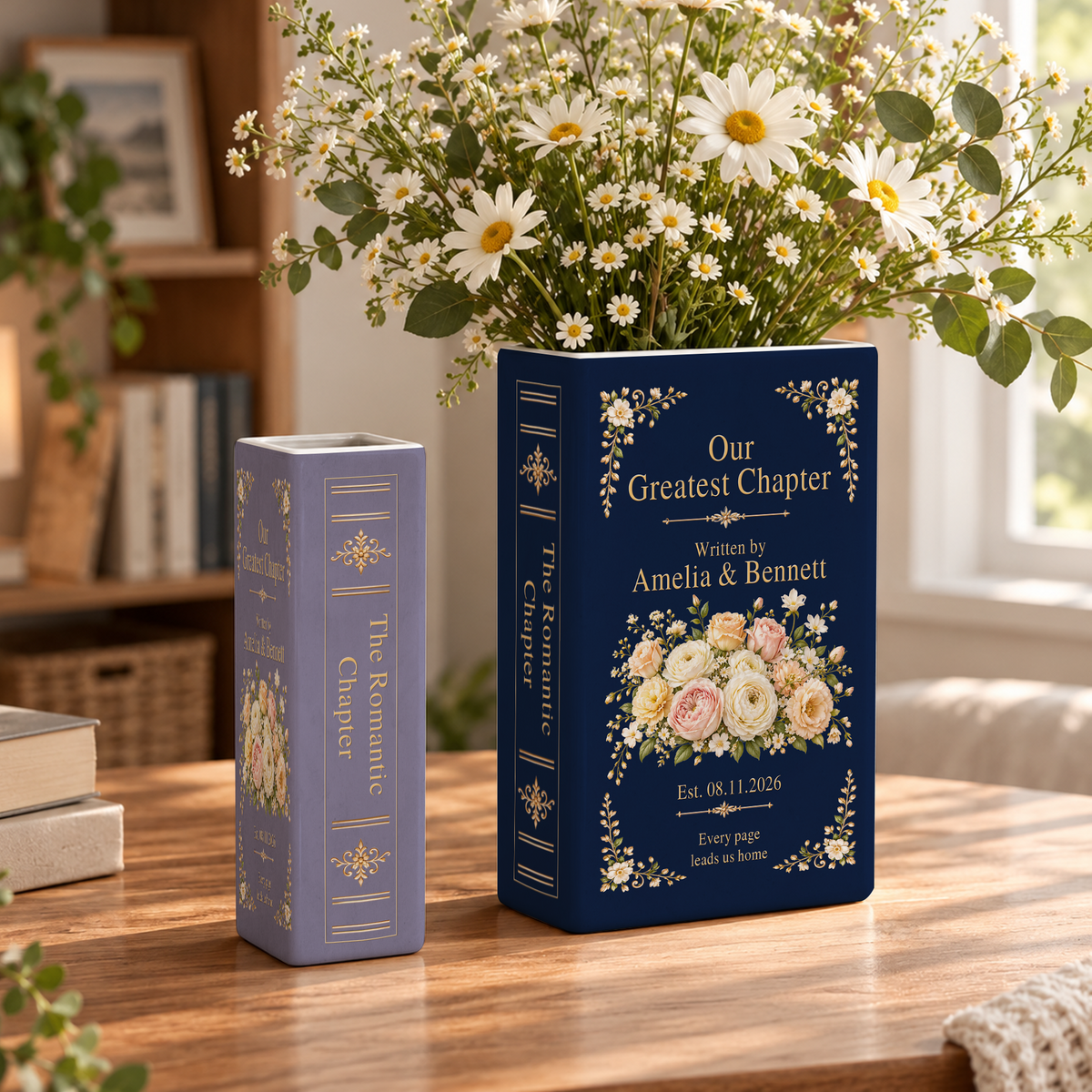Custom Wedding Book Vase Floral Bouquet Ceramic Flower Tabletop Arrangement Holder