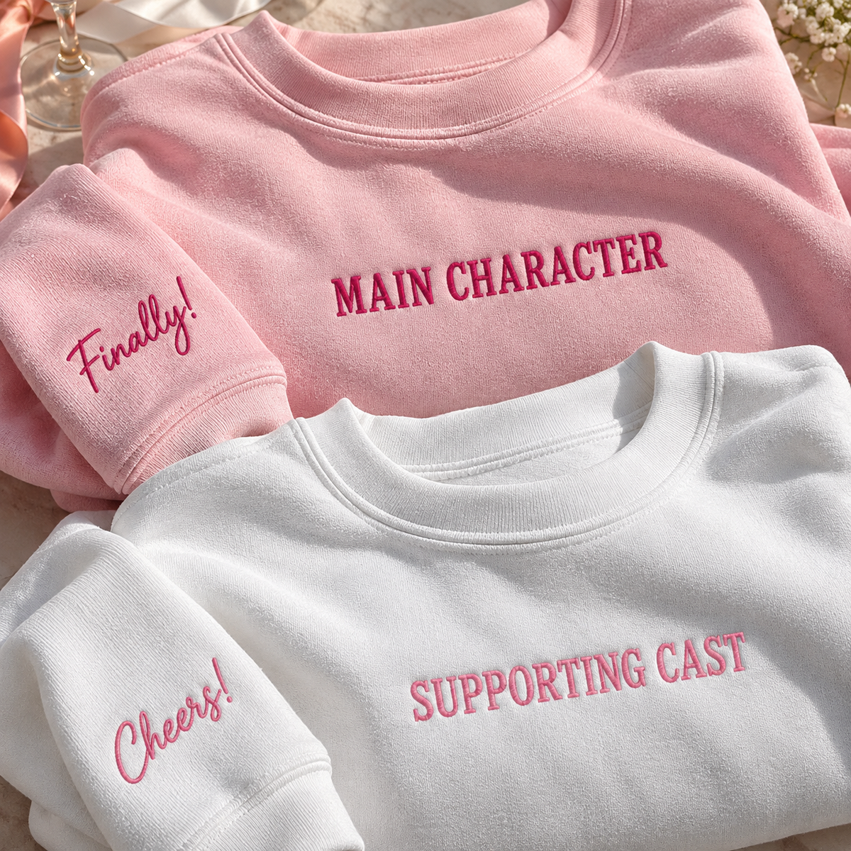 Custom Shirt Embroidered Text Logo Lettering Personal Sleeve Detail Cotton Apparel