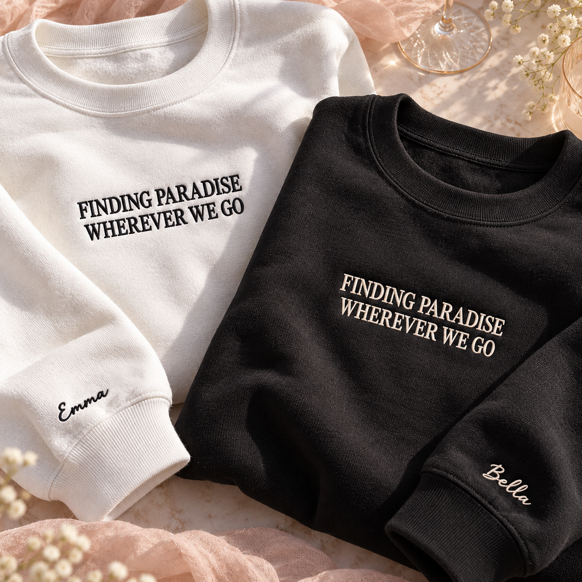 Custom Shirt Embroidered Personal Text Logo Lettering Collar Name Fleece Apparel