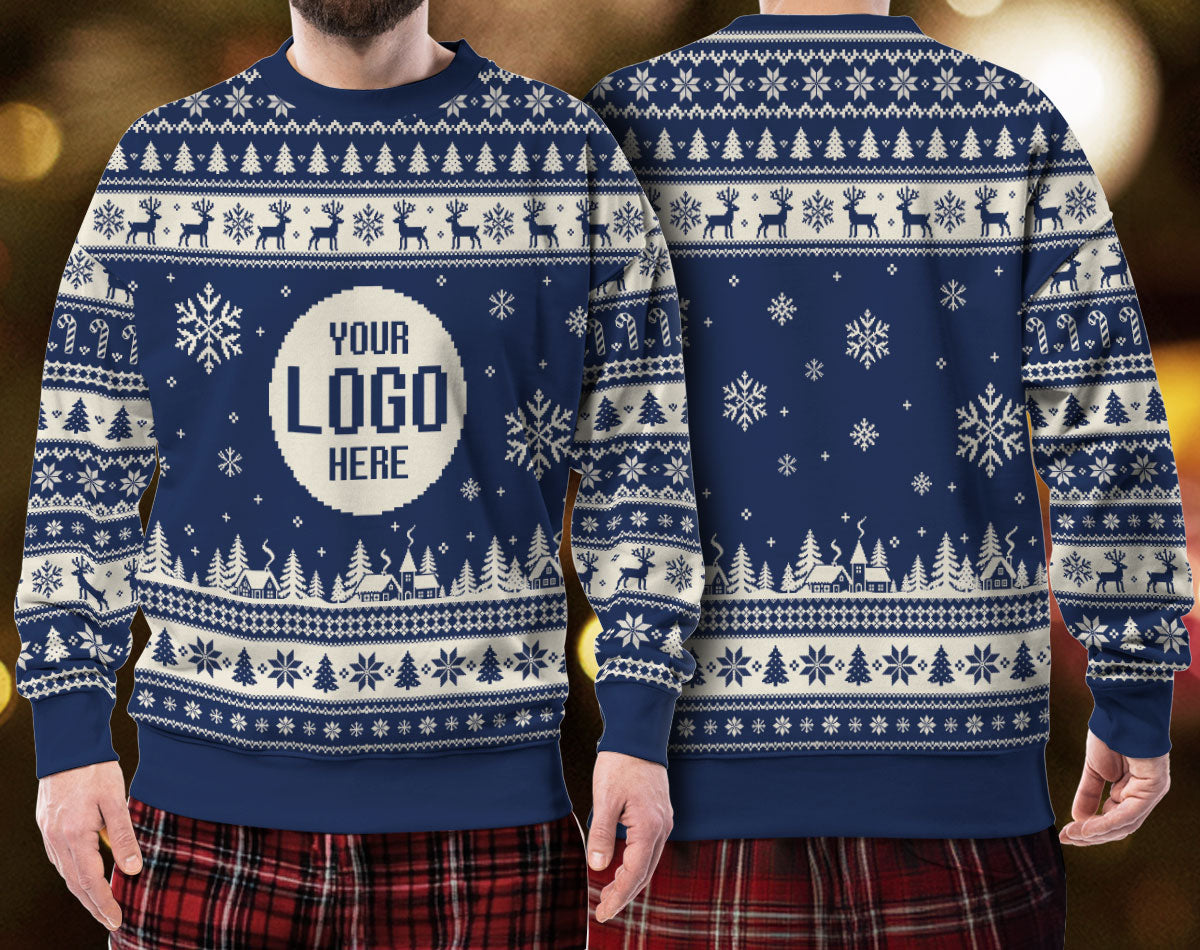 Custom Ugly Christmas Sweater with Logo Personalised Corporate Holiday Party Sweatshirt