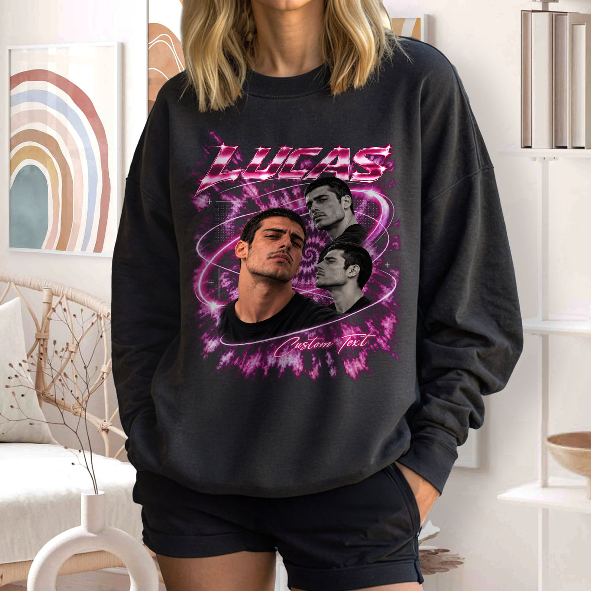 Custom Vintage Bootleg T Shirt Personalized 90s Y2K Graphic Rap Tee Custom Photo Picture