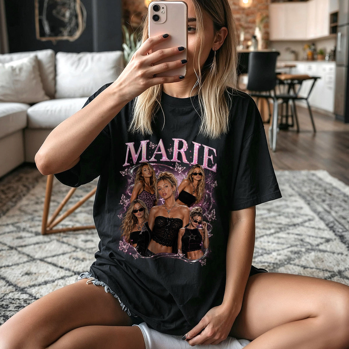 Custom Nostalgic Portrait Shirt Retro Streetwear Custom Name Graphic Tee Apparel Top
