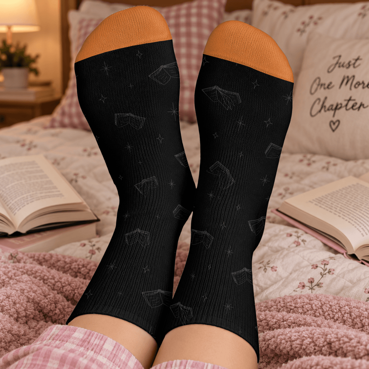 Custom Book Socks with Girl Reader Art, Socks for Women and Men with Style, Christmas Gifts and Book Lovers Gifts for Reading Time, Pallyprints Co.