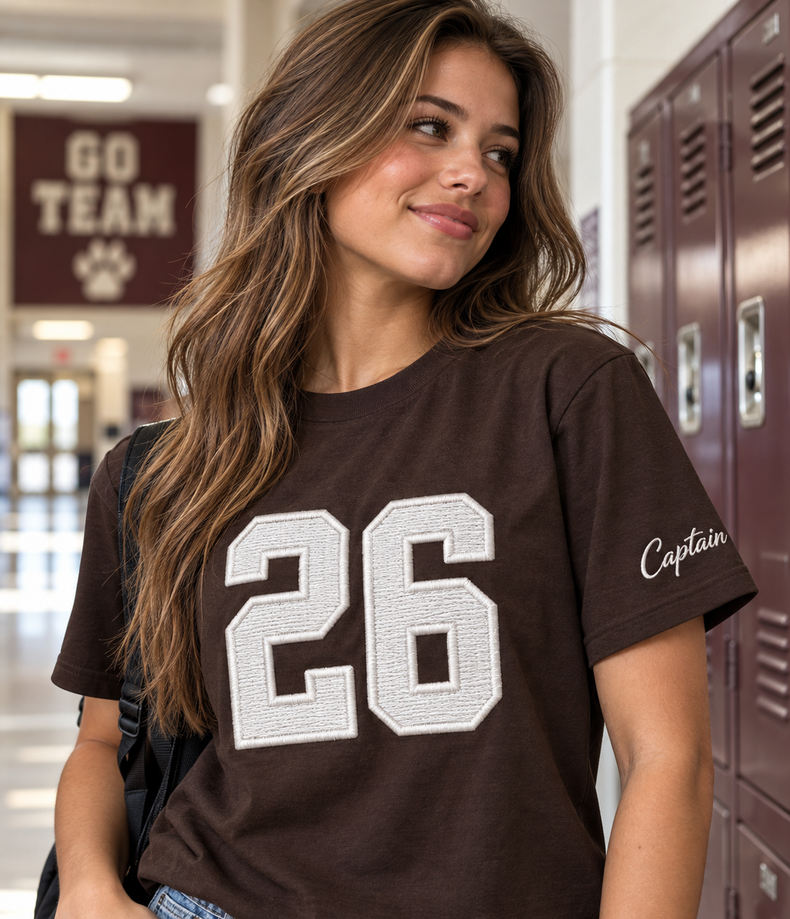 Custom Shirt Embroidered Campus Text Logo Lettering Personal Sleeve Name Apparel