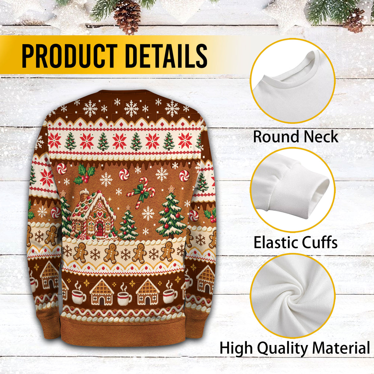 Custom Logo Ugly Christmas Sweater Gingerbread House Man Patterned Holiday Jumper