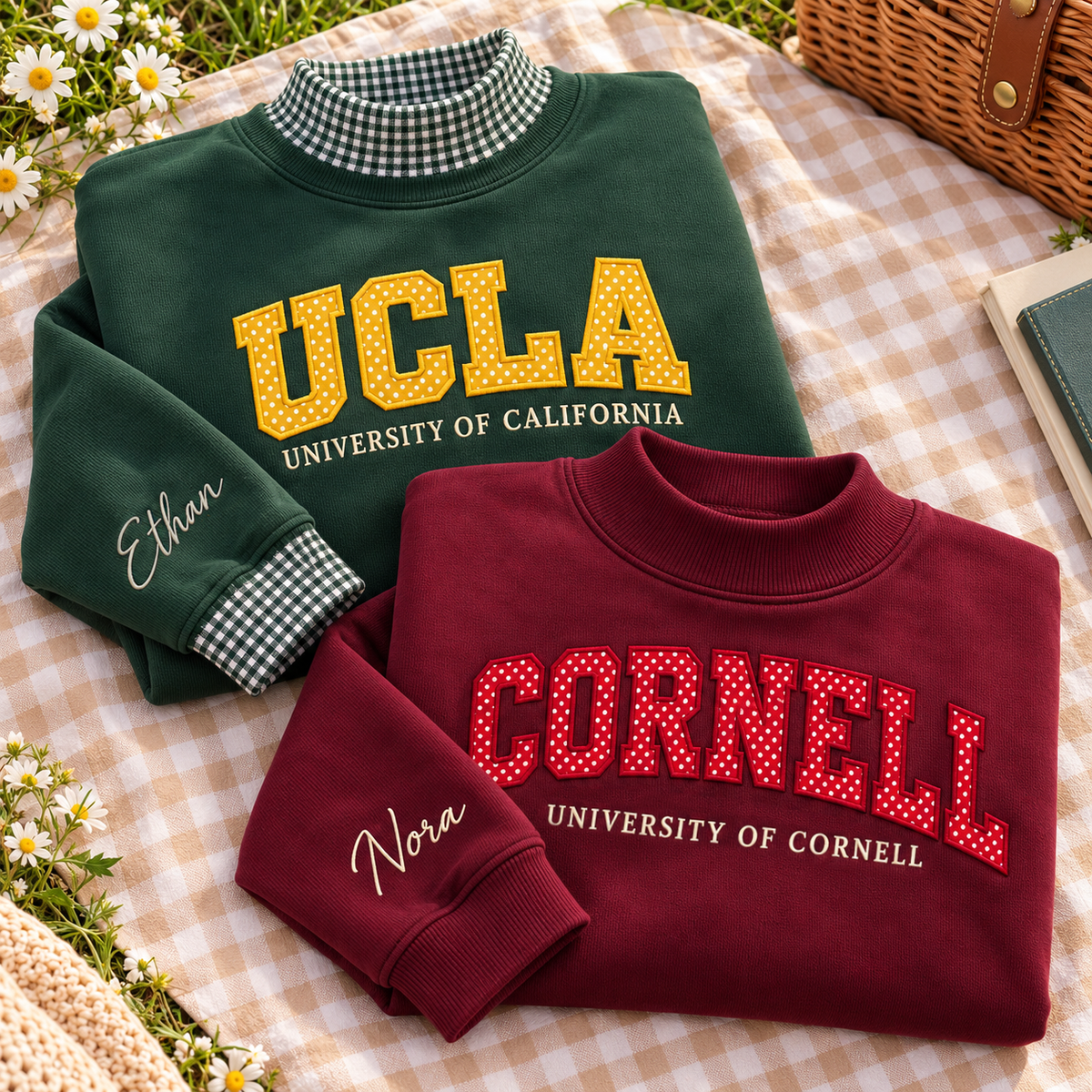 Custom University Mockneck Sweatshirt Personalised Embroidered Name School College Shirt