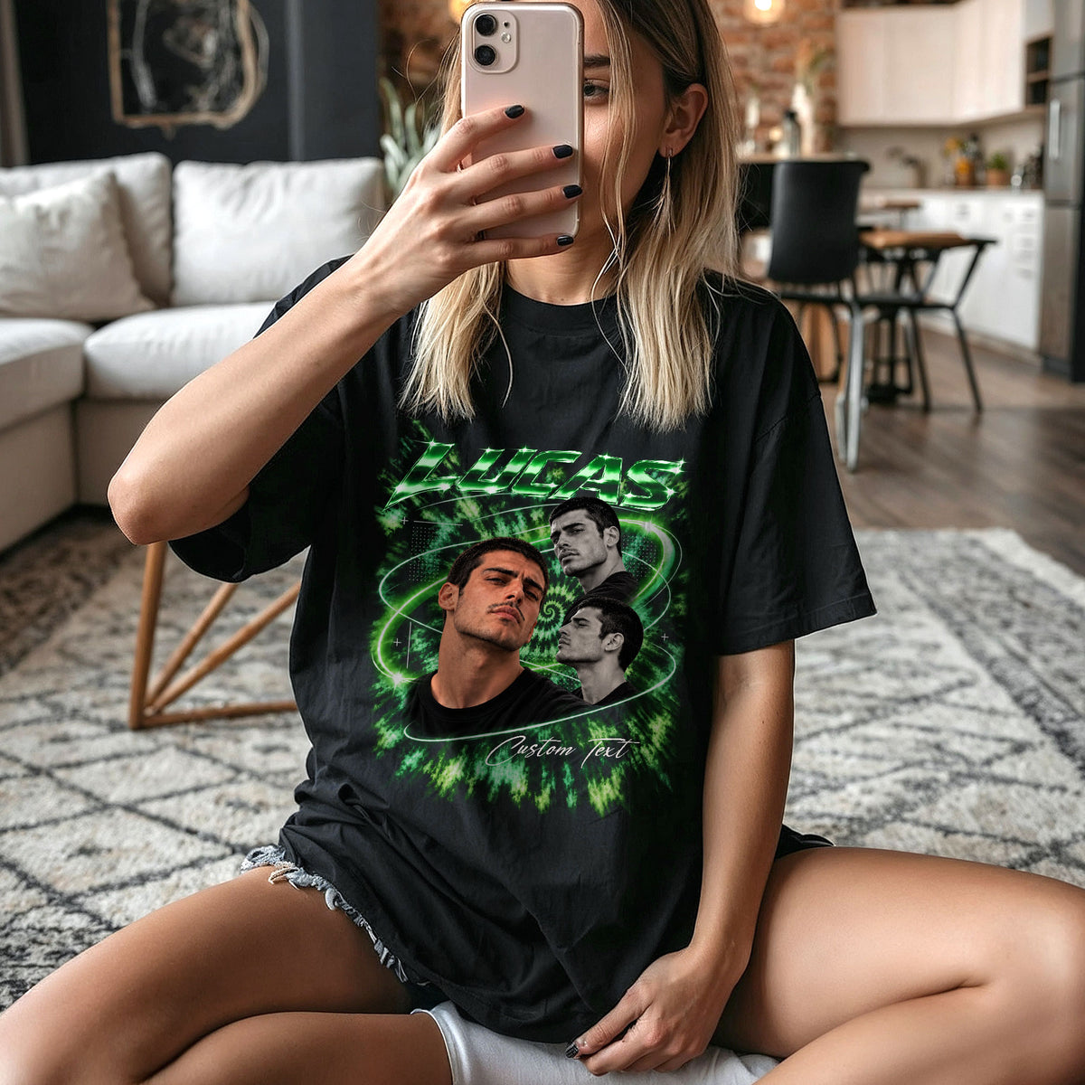 Custom Vintage Bootleg T Shirt Personalized 90s Y2K Graphic Rap Tee Custom Photo Picture