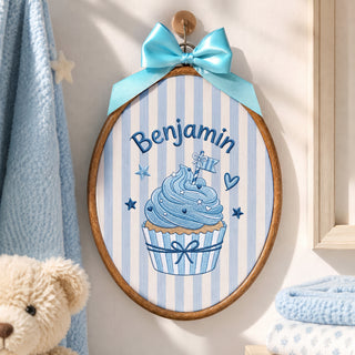 Custom Baby Name Cupcake Embroidery Hoop Art Nursery Wall Decor Personalized Keepsake