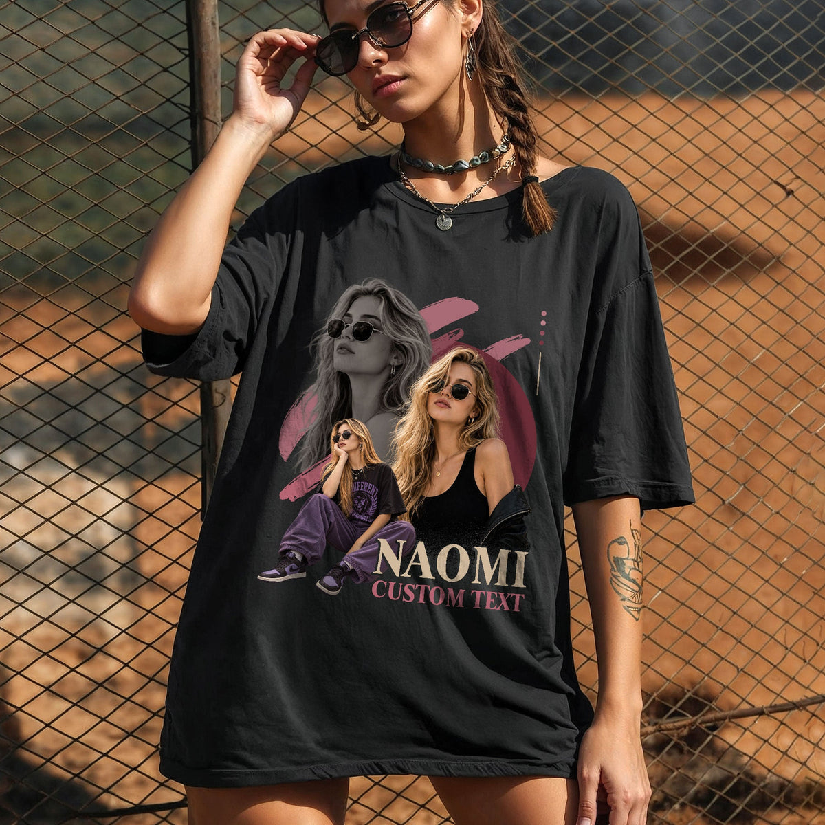 Purple Brush Graphic Tee with Photos and Name, Custom T-Shirts for Personalized Gifts for Women, Customized Tee Shirts with Pictures, Pallyprints Co.