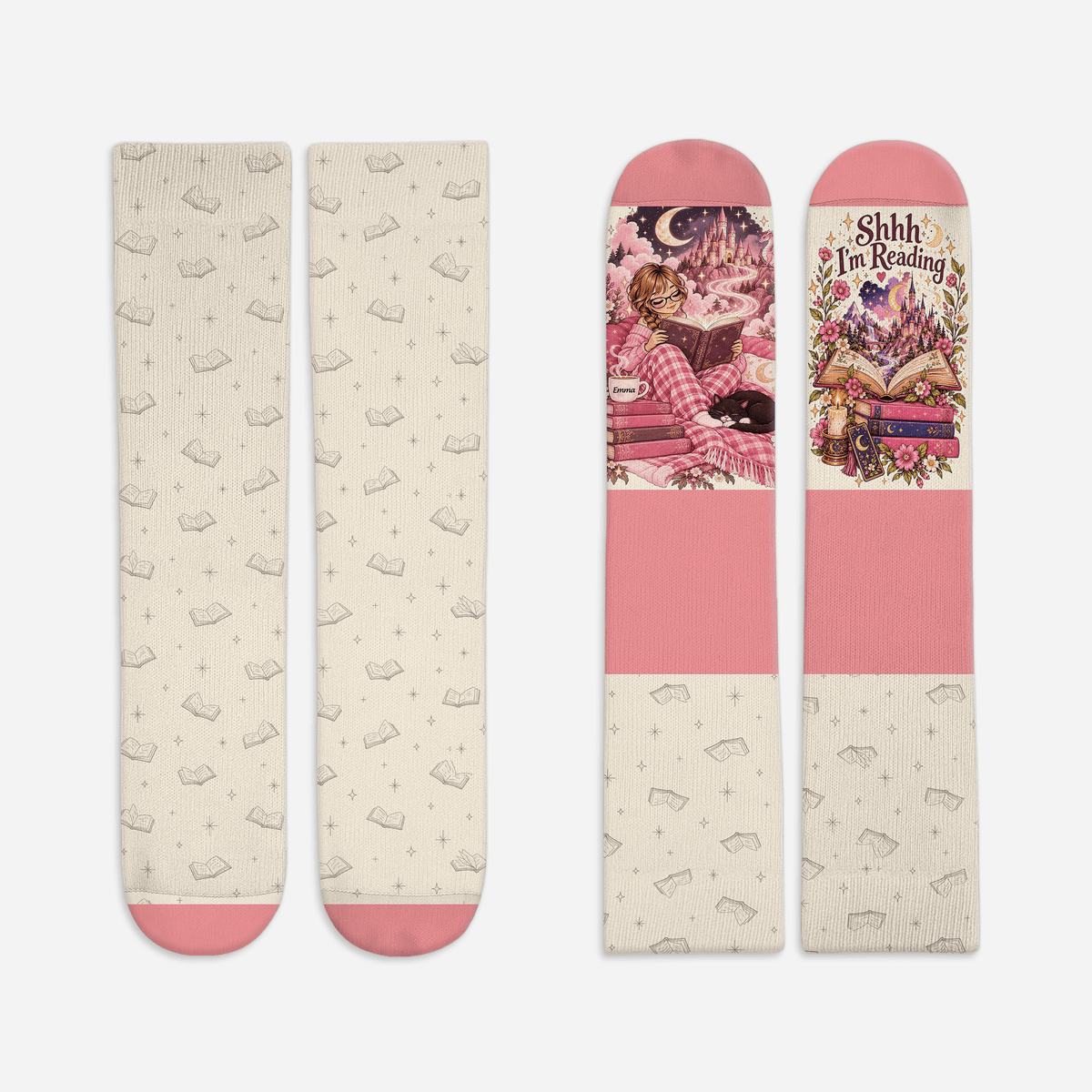 Fantasy Castle Custom Book Socks, Socks for Women and Men with Soft Comfort, Book Lovers Gifts and Christmas Gifts for Cozy Reading, Pallyprints Co.