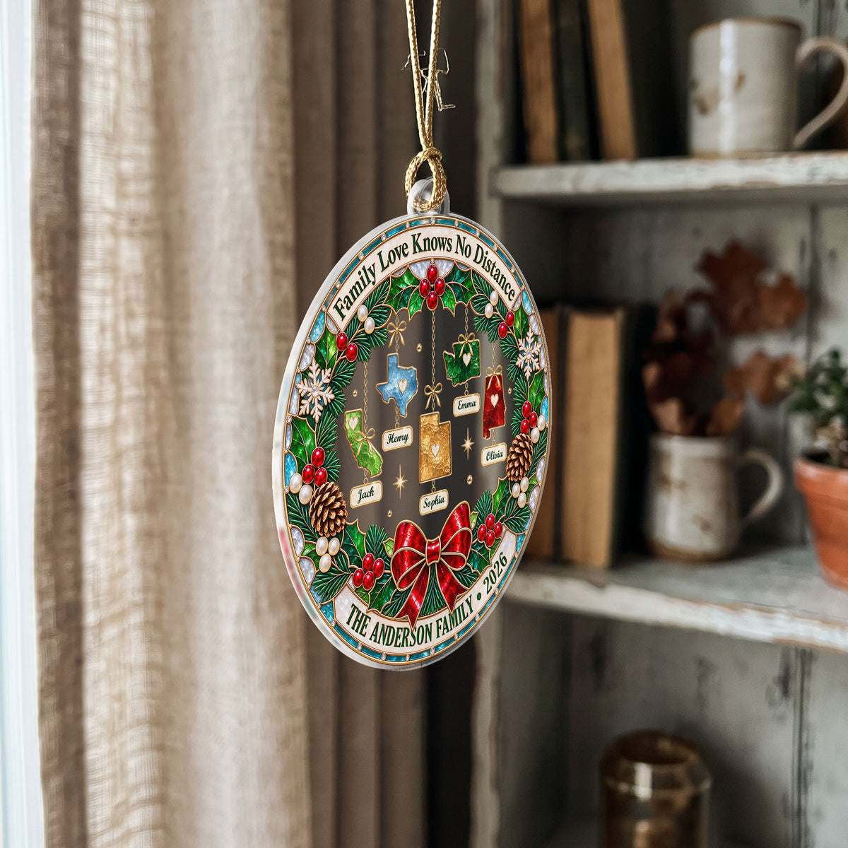 Personalized State to State Family Acrylic Ornament Christmas Tree Hanging Decoration