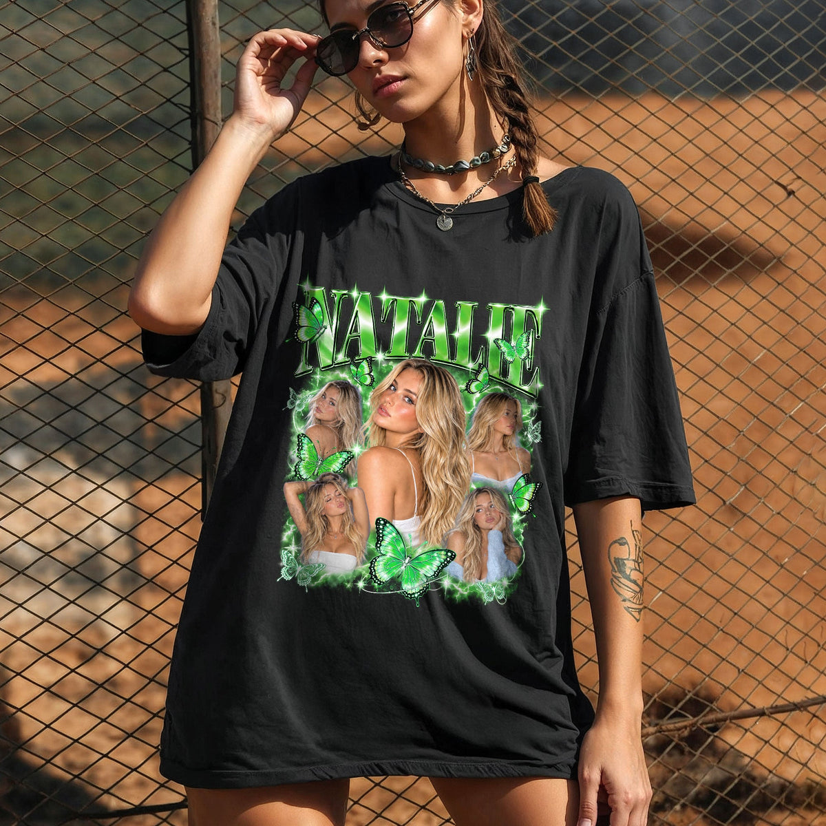 Retro Butterfly Custom T-Shirts with Photos and Name, Personalized Gifts for Women, Customized Tee Shirts with Pictures, Graphic Tee, Pallyprints Co.