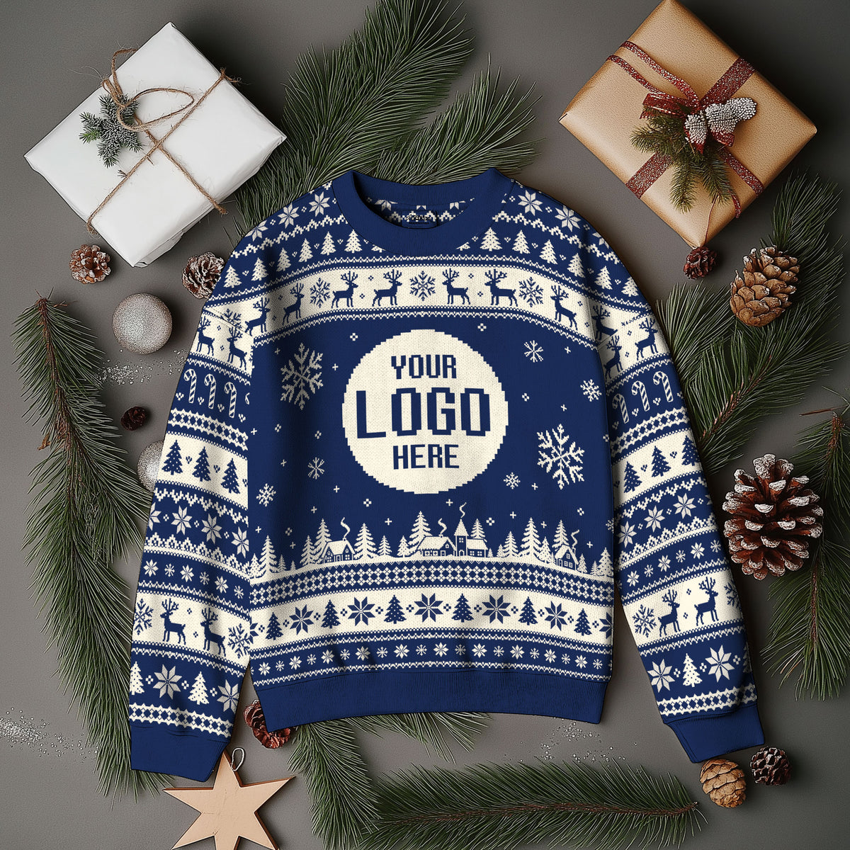 Custom Ugly Christmas Sweater with Logo Personalised Corporate Holiday Party Sweatshirt