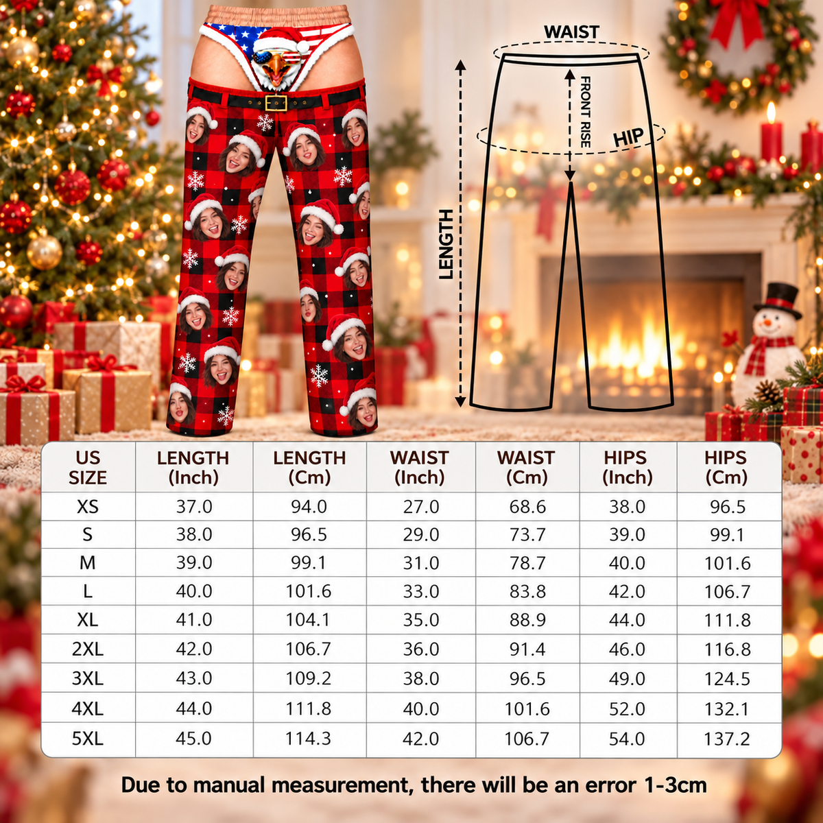 Custom Face Christmas Pajama Pants American Eagle Thong Underwear Novelty Bottoms