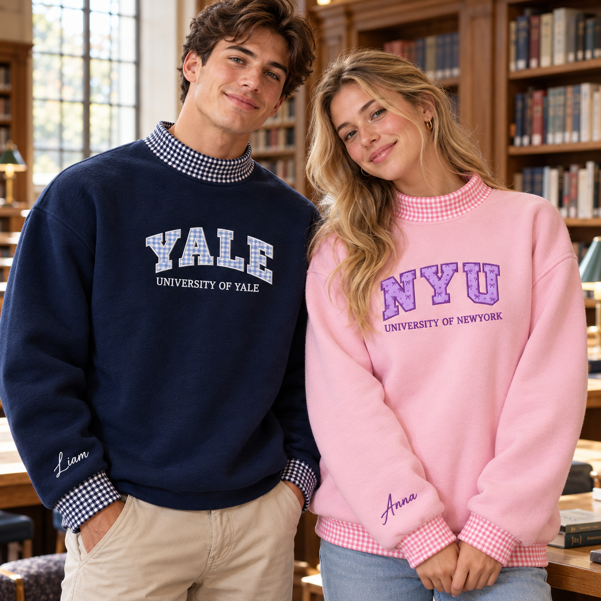 Custom University Mockneck Sweatshirt Personalised Embroidered Name School College Shirt
