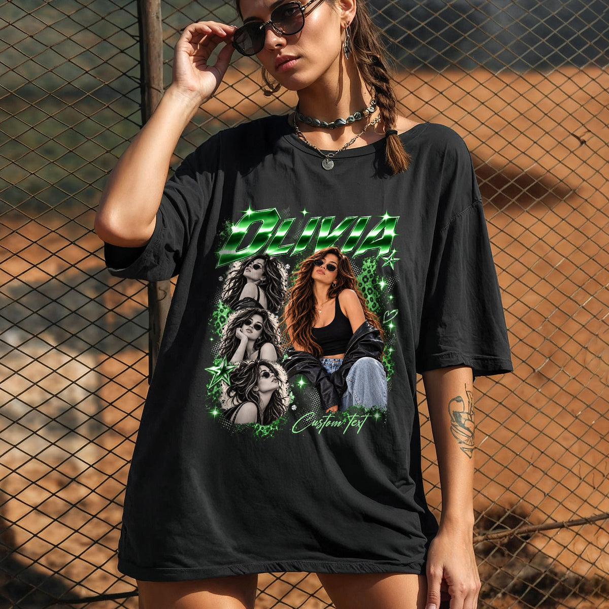 Custom Vintage Bootleg T Shirt Personalized Y2K Graphic Rap Tee Custom Photo Picture