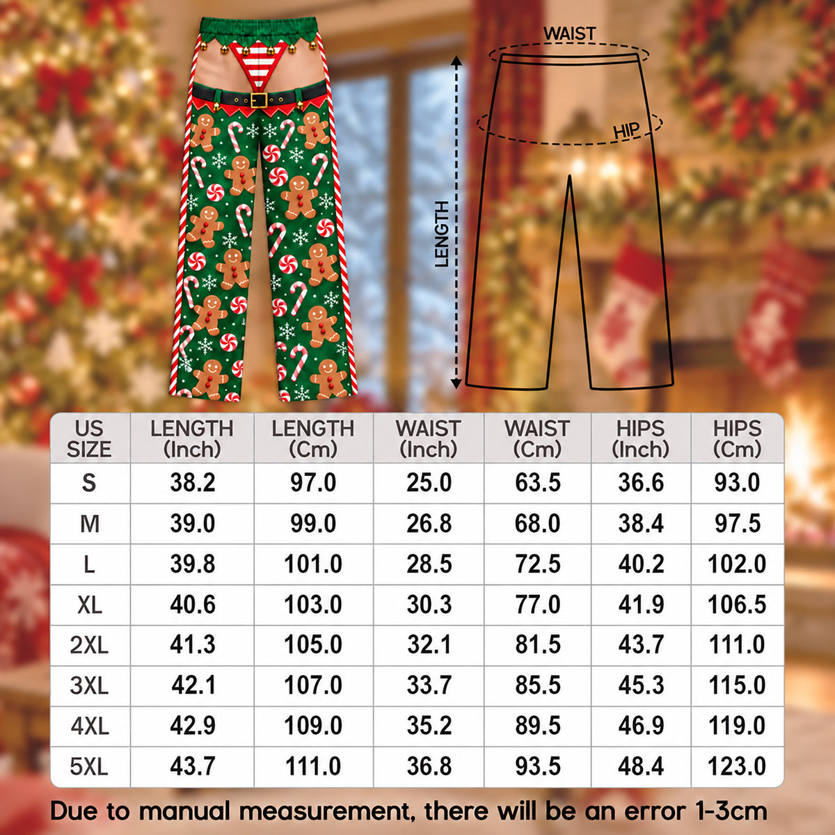 Custom Christmas Gingerbread Man Candy Cane Elf Thong Men Pajama Pants Sleepwear