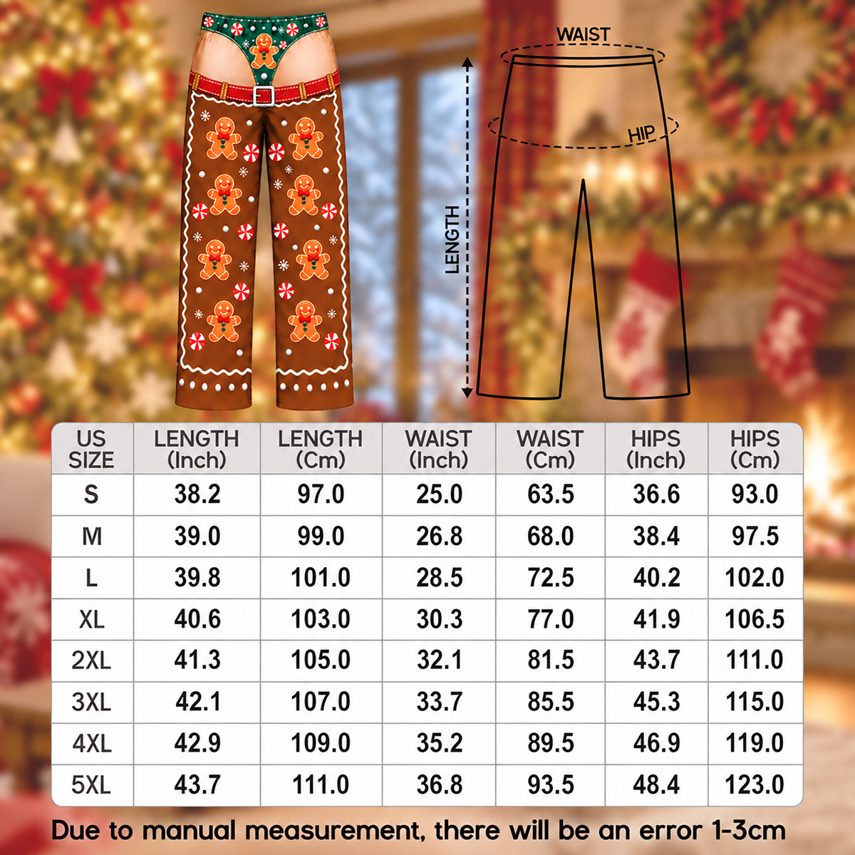 Custom Christmas Gingerbread Cookie Belt Thong Men Pajama Pants Sleepwear Bottoms