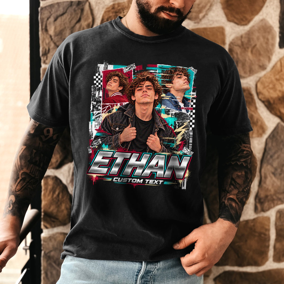 Custom Photo T-Shirt Y2K Bootleg Vintage Graphic Tee Personalized Picture Shirt Gift