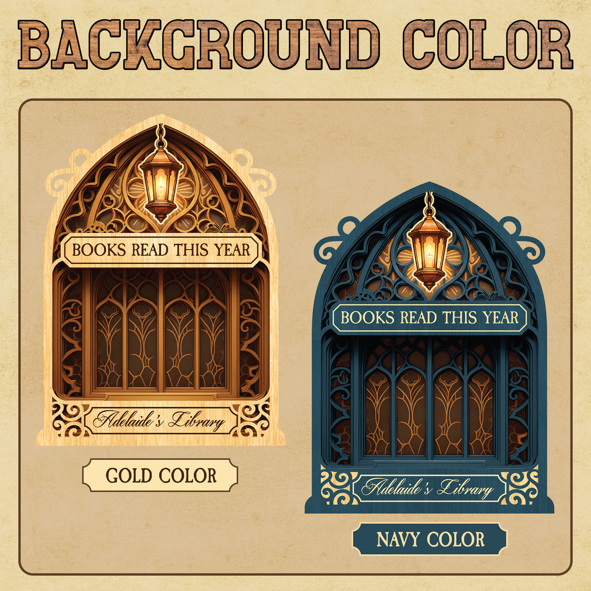 Custom Book Tracker Sign Personalized Gothic Arch Lantern Books Read This Year Decor