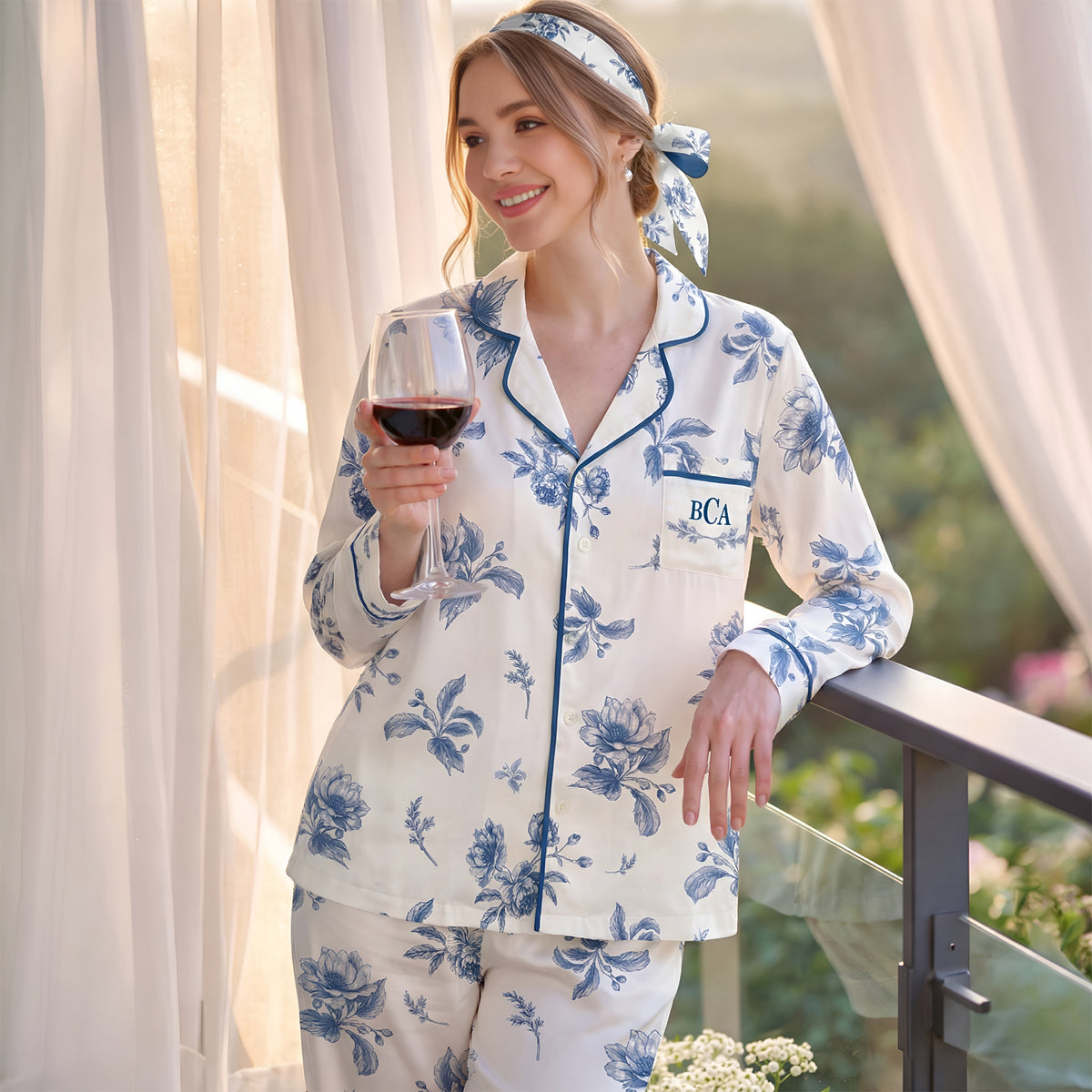 Custom Bridesmaid Pajamas Set Personalized Floral PJs Monogram Bridal Party Sleepwear