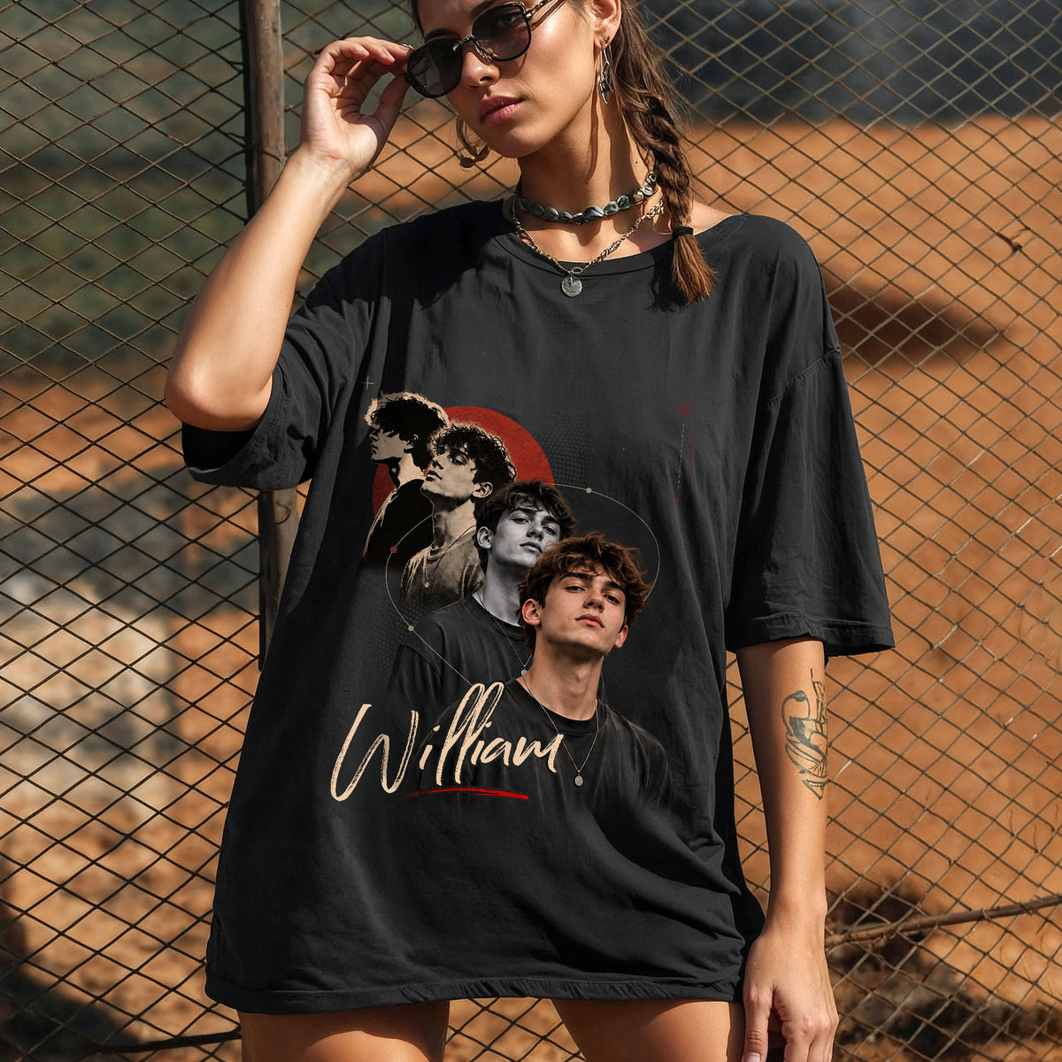 Custom Photo T-Shirt Vintage Cursive Script Graphic Tee Personalized Picture Name Shirt