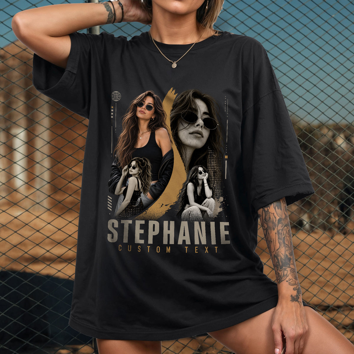Custom Photo T-Shirt Vintage Rap Tee Style Graphic Shirt Personalized Picture Collage Tee