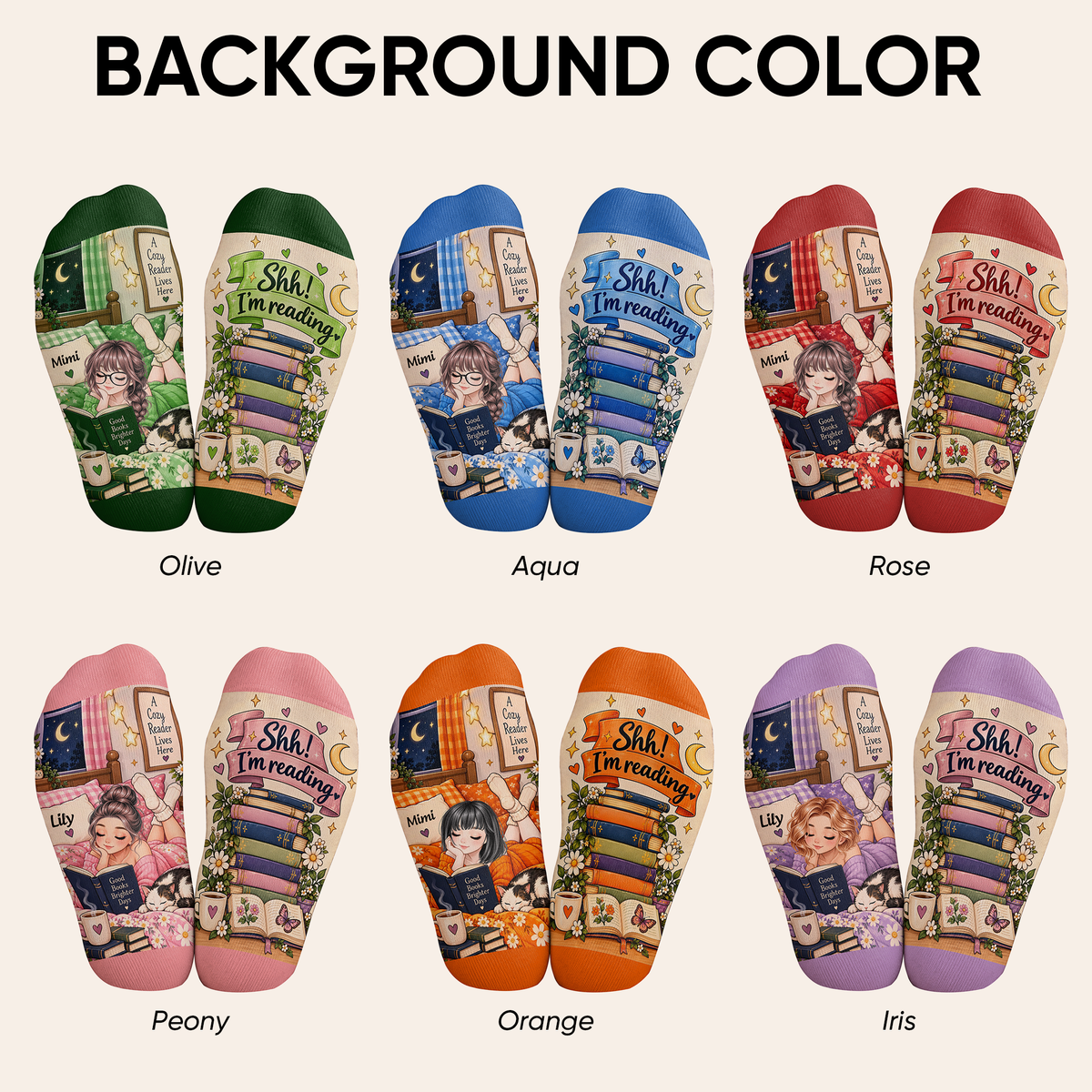 Reader Design Custom Book Socks, Socks for Women and Men with Soft Comfort, Book Lovers Gifts and Christmas Gifts for Reading Time, Pallyprints Co.