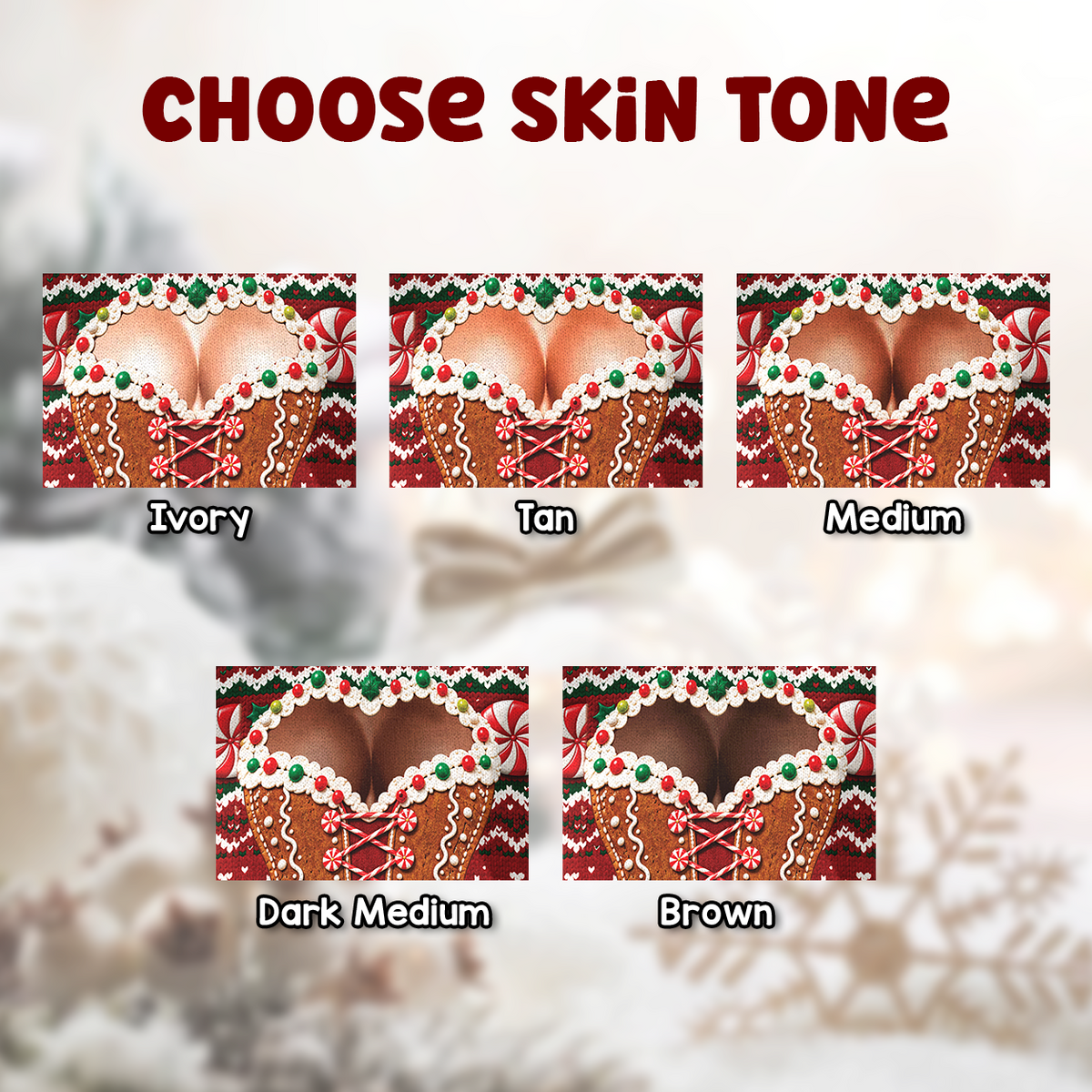 Funny Ugly Christmas Sweater Gingerbread Sexy Cleavage Custom Skin Tone Party Sweatshirt