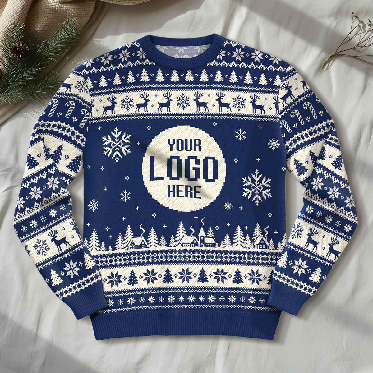 Custom Ugly Christmas Sweater with Logo Personalised Corporate Holiday Party Sweatshirt