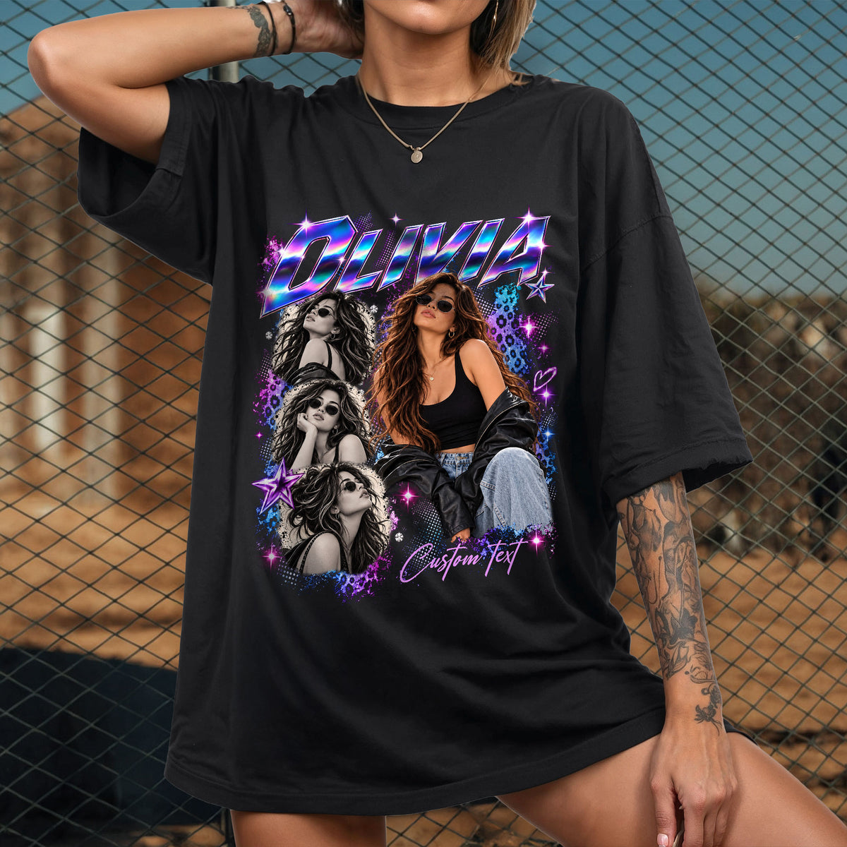 Custom Vintage Bootleg T Shirt Personalized Y2K Graphic Rap Tee Custom Photo Picture