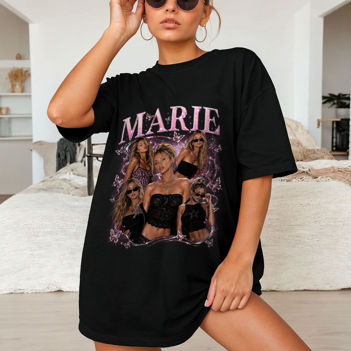 Custom Nostalgic Portrait Shirt Retro Streetwear Custom Name Graphic Tee Apparel Top