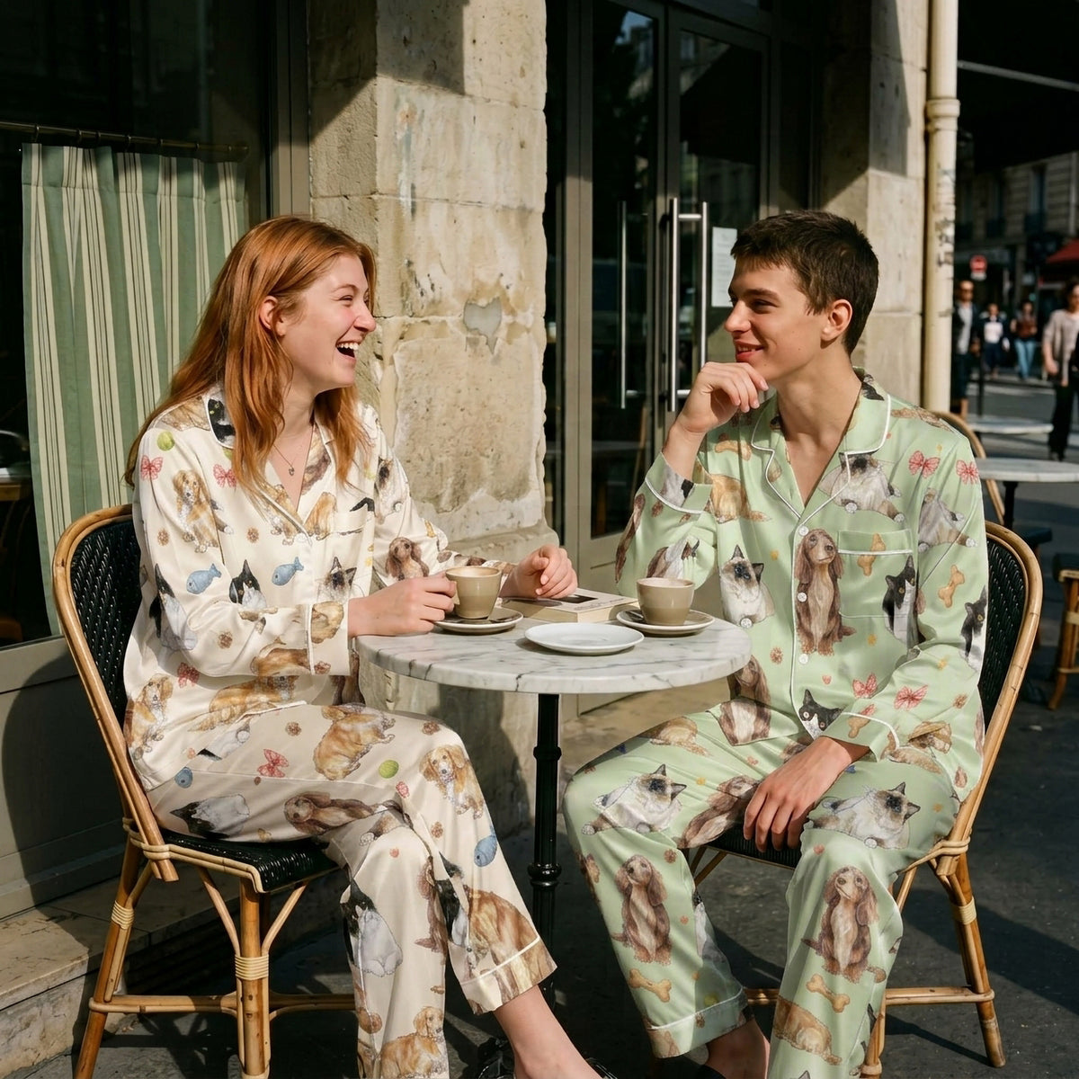 Custom Dog Cat Satin Pajamas Personalised Full Body Pet Photo PJs Women Sleepwear Set