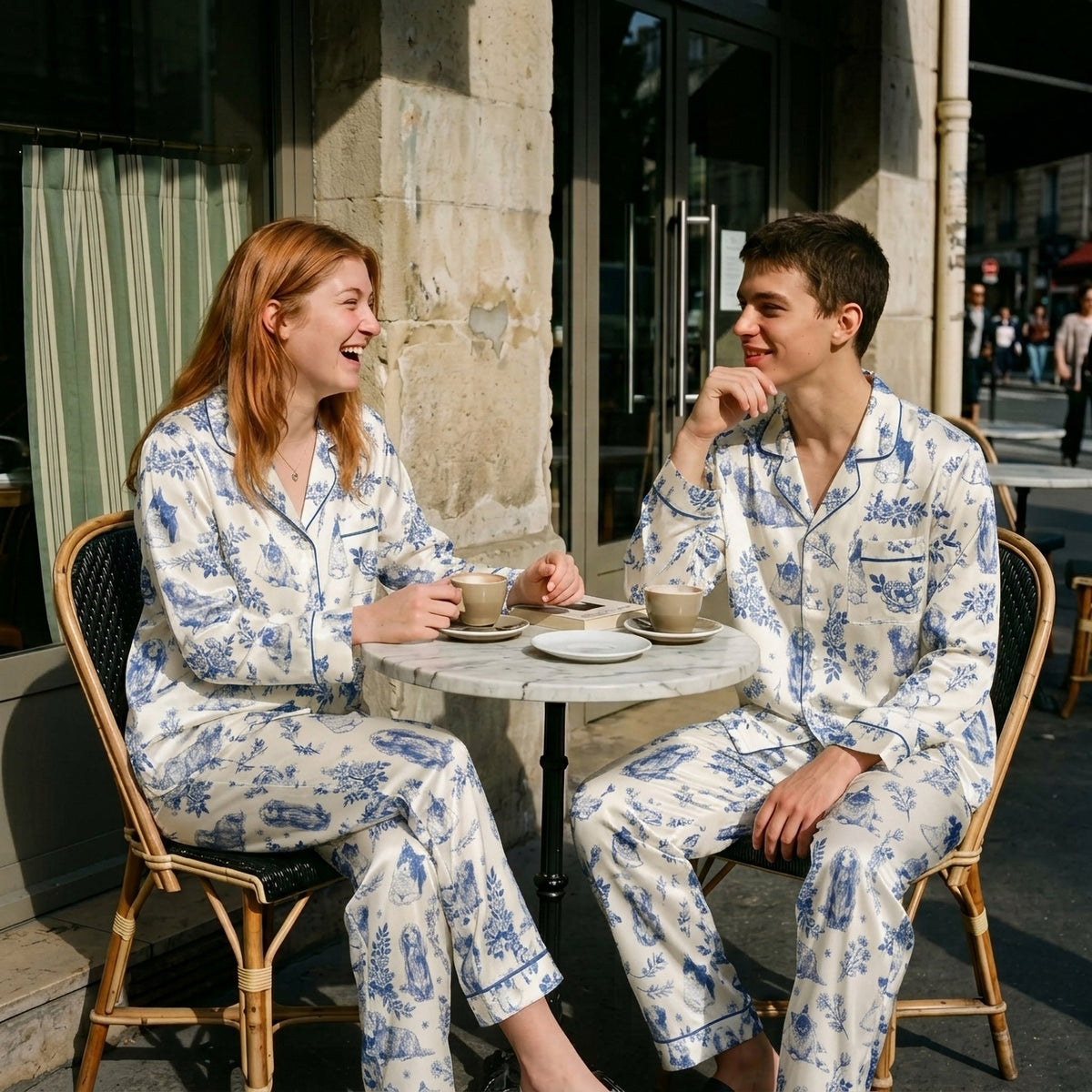 Custom Pet Satin Pajamas Set Personalised Vintage Floral Toile Dog Cat PJs Sleepwear
