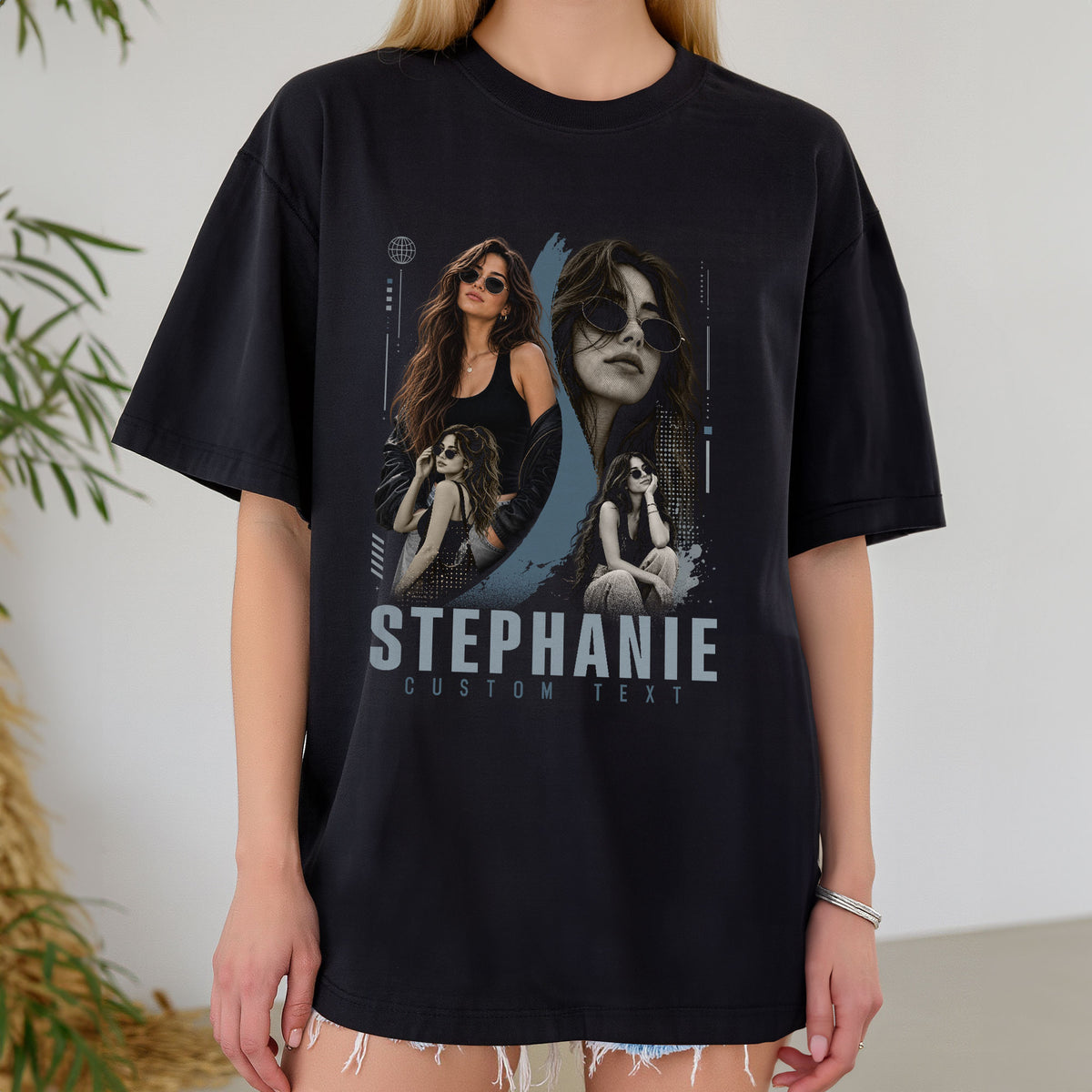 Custom Photo T-Shirt Vintage Rap Tee Style Graphic Shirt Personalized Picture Collage Tee