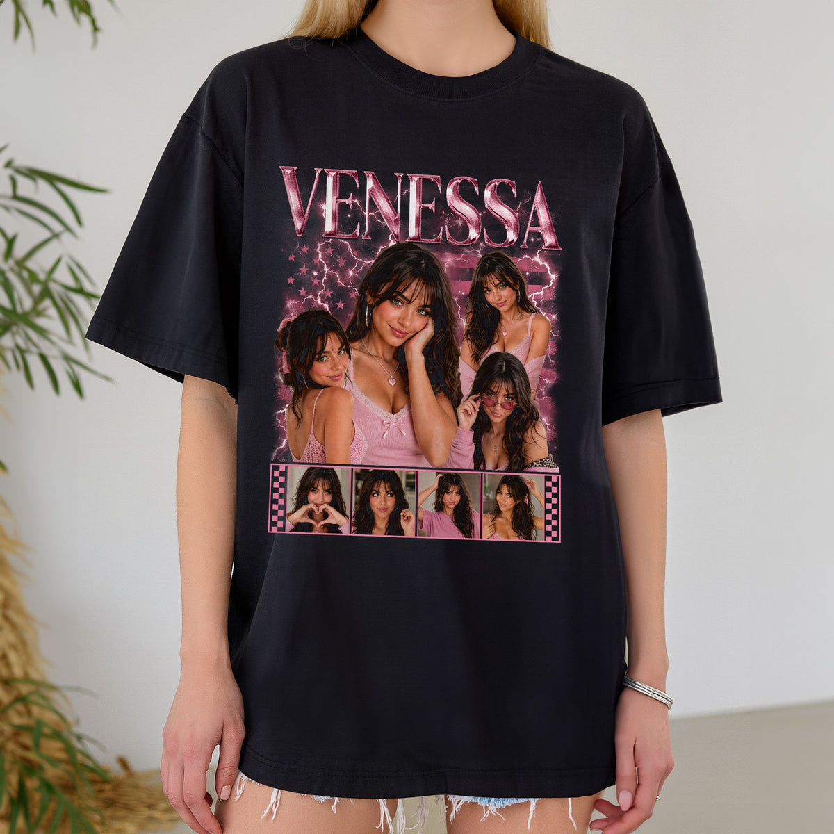 Custom Nostalgic Photo Grid Tee Streetwear Old School Portrait Graphic Apparel Top