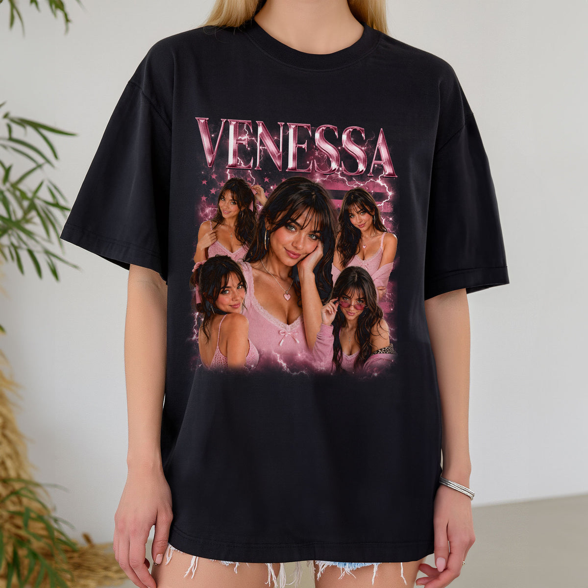 Custom Urban Portrait Collage Shirt Retro Grunge Name Graphic Tee Apparel Top Piece