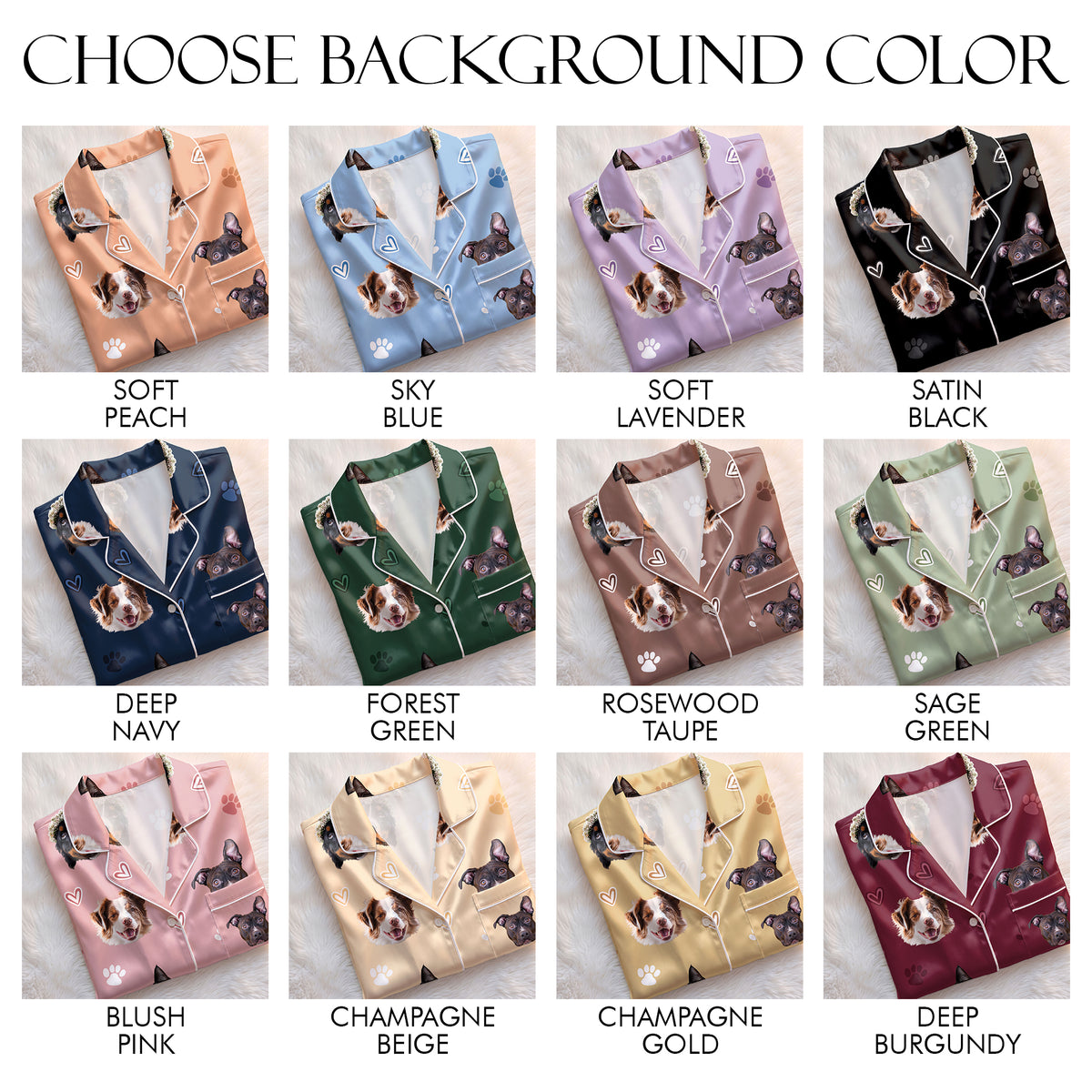 Custom Pet Face Satin Pajamas Set Personalised Dog Cat Face PJs Women Sleepwear Gift