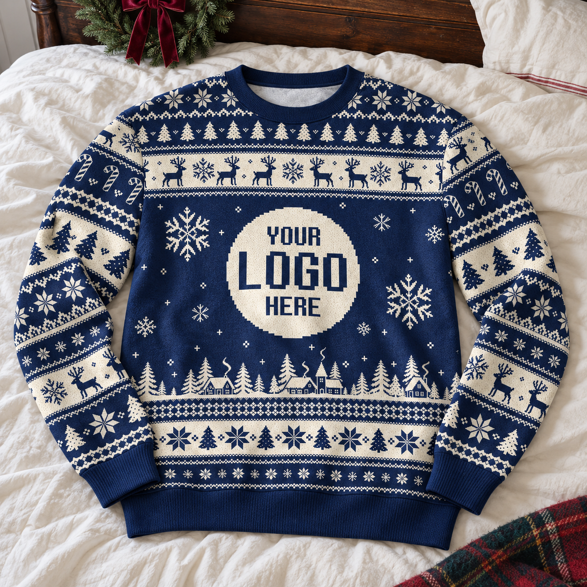 Custom Ugly Christmas Sweater with Logo Personalised Corporate Holiday Party Sweatshirt