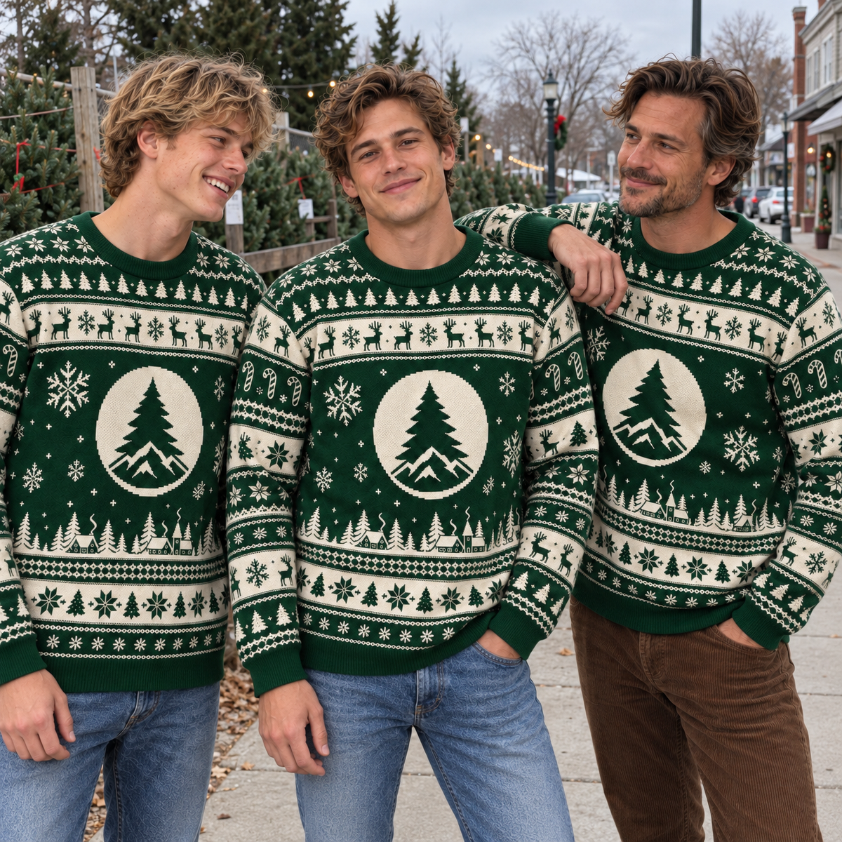 Custom Logo Ugly Christmas Sweater Reindeer Fair Isle Pattern Holiday Jumper