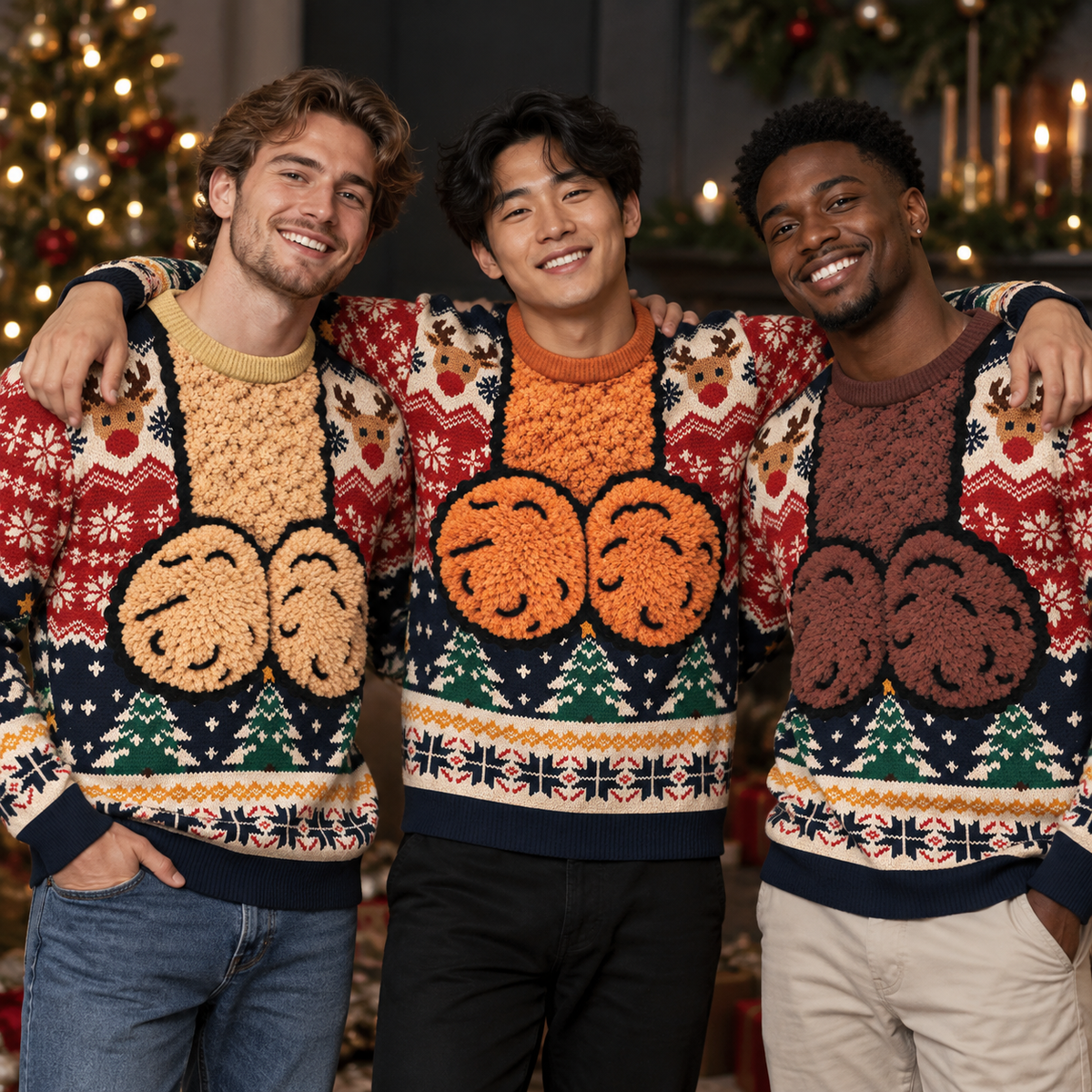 Funny Ugly Christmas Sweater Adult Penis Reindeer Graphic Xmas Party Gag Gift Sweatshirt