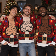 Funny Ugly Christmas Sweater Custom Skin Tone Penis Lights Graphic Xmas Party Sweatshirt