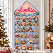 Custom Name Embroid Christmas Advent Calendar Mermaid Coastal Wall Hanging Pocket