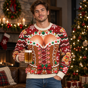 Funny Ugly Christmas Sweater Gingerbread Sexy Cleavage Custom Skin Tone Party Sweatshirt